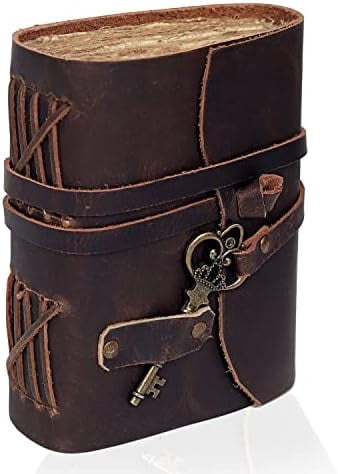 Leather Journal for Women Men, Deckle Edge Paper Leather Notebook of 180 GSM, Book of Shadows Journal Blank, Leather Bound Journal diary (Dark Brown)