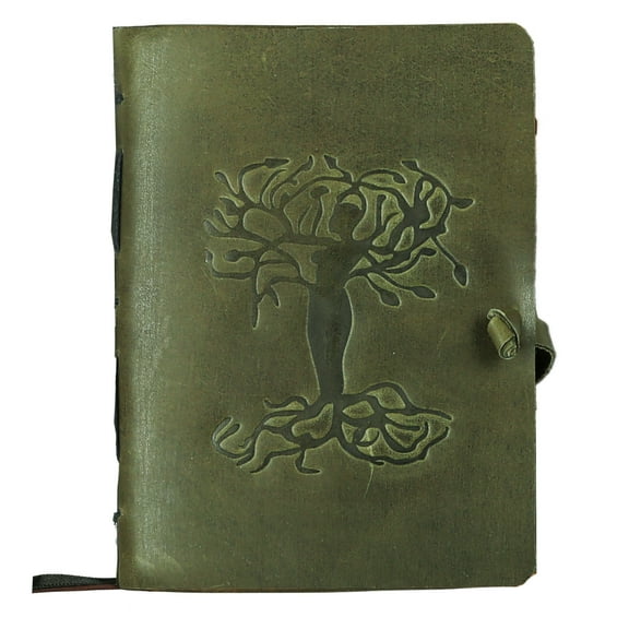 Leather Journal for women and men embossed 8 x 6 inch Handmade Lined craft paper mother earth notebook writing notepad book of shadows journal