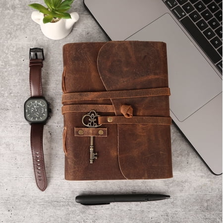 Leather Journal with unlined Deckle Edge Paper and Vintage Key/Handmade Writing Notebook Diary/Bound Daily Notepad for Men & Women Medium, Writing pad Gift for Artist, Sketch price history and forecast - Komal's Passion Leather