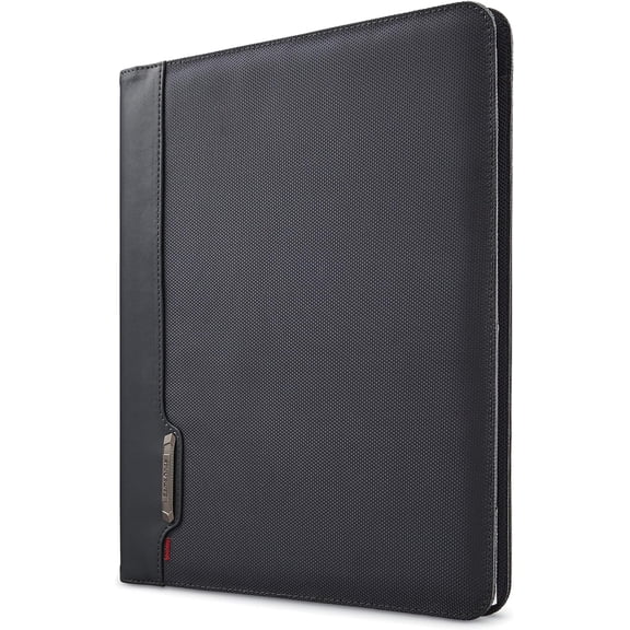 Leather Junior Padfolio for Men & Women with Pen Loop, Italian Calfkin, Buine Portfolio Notebook Folder (Claic Black)