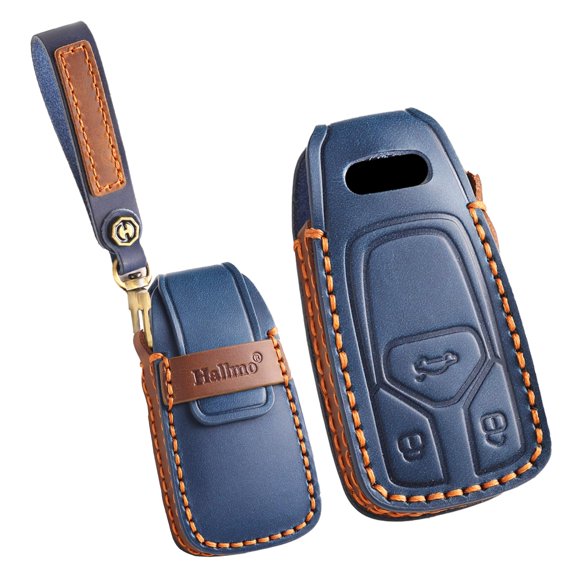 Leather Key Cover Fit for Audi A4 A4L A5 A6 A7 A8 Q5 Q7 R8 RS Q3 RS4 RS5 RS7 S4 S5 S6 S7 S8 SQ5 SQ7 TT TTS TT-RS Key Fob Car Key Case with Keychain