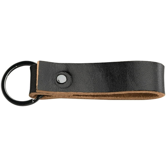 Leather Key FOB, 100% Genuine Leather, Key Chain Loop for Secure Hold, Black Design - Measures 3 1/4" Long x 3/4" Wide
