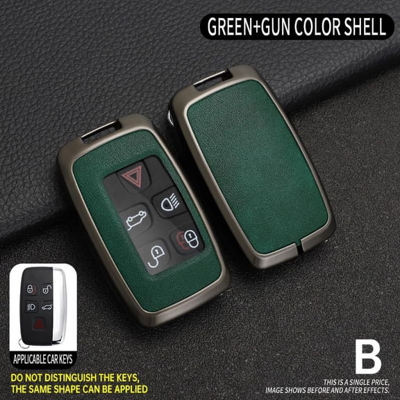 Leather Key Fob Case Fit for Jaguar F-Pace F-Type XE XEL XF XFL XJ Fit for Range Rover Evoque Sport Velar Keyless Fit for Land Rover Key Fob Cover with Leather Keychain