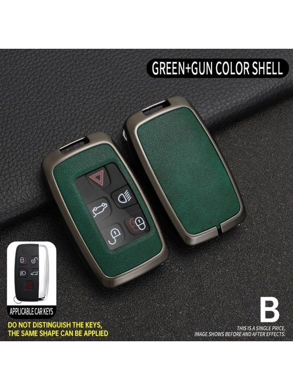 Leather Key Fob Case Fit for Jaguar F-Pace F-Type XE XEL XF XFL XJ Fit for Range Rover Evoque Sport Velar Keyless Fit for Land Rover Key Fob Cover with Leather Keychain