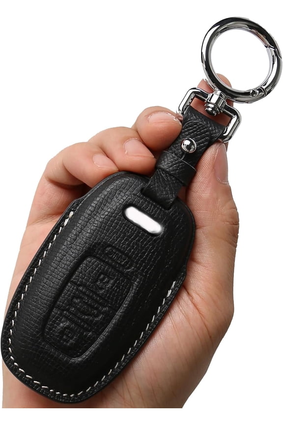 Leather Key Fob Cover Case, Keychain, Key Shell Compatible with Audi A4 A4L A5 A6 A6L A7 A8 Q5 R8 RS4 RS5 RS6 RS7 S4 S5 S6 S7 S8 SQ5 Key