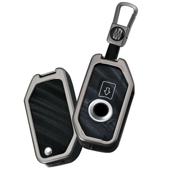 Leather Key Fob Cover Case with Keychain Fit For BMW Motorcycle F750GS F850GS K1600 K1600GTL R1200GS R1250GS Key Case Holder Protector Metal Keychain