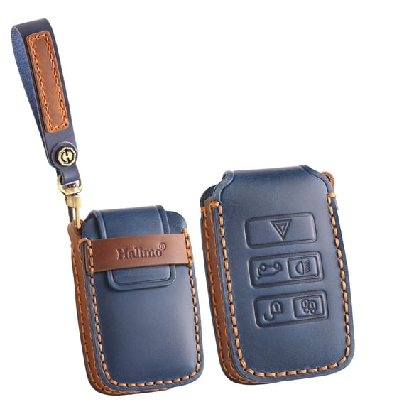Leather Key Fob Cover Fit for Land Rover Discovery 5 2020-up Smart Remote Key Protector, Fit for Range Rover Sport Vogue Evoque, Jaguar E-PACE I-PACE XE XJ XF