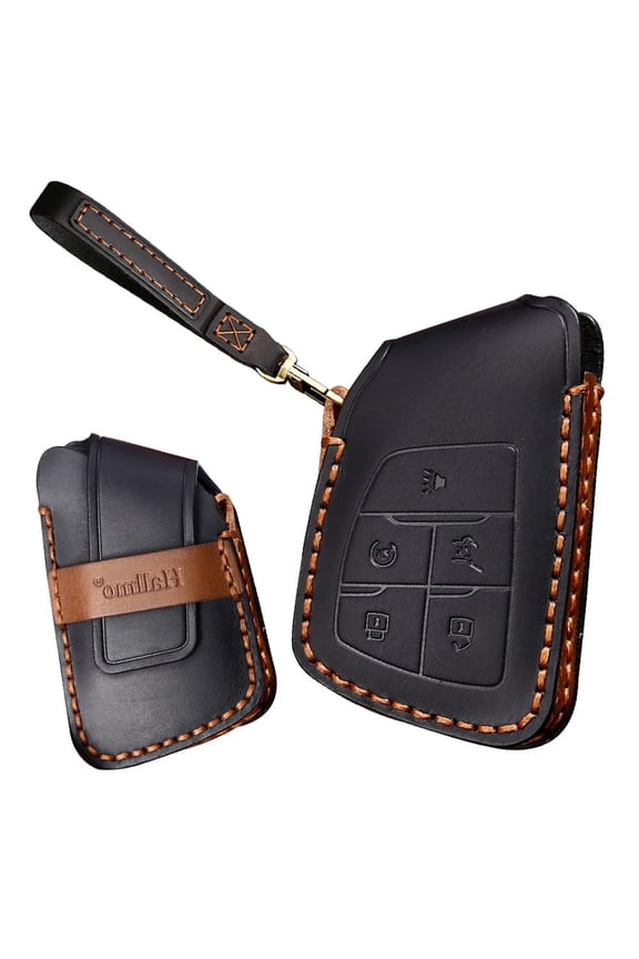 Leather Key Fob Cover Fit for Buick Envision Avenir Keychain Smart Key Case Key Shell Protector 5 button Keychain
