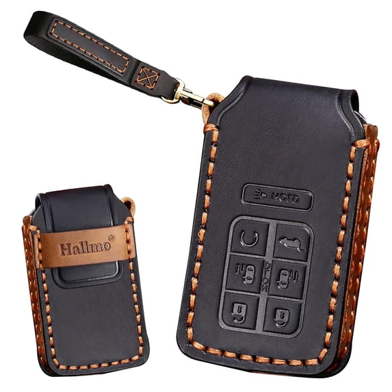 Leather Key Fob Cover Fit for Honda Odyssey Civic Pilot CRV Keychain Smart Key Case Key Shell Protector 7 Button Case Holder Protector Keychain