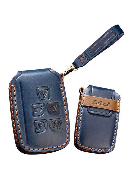 Leather Key Fob Cover Fit for Land Rover Range Rover Keychain Smart Remote Key Case Key Shell Protector 5 Button