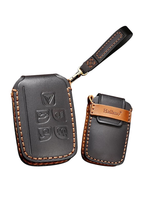 Leather Key Fob Cover Fit for Land Rover Range Rover Keychain Smart Remote Key Case Key Shell Protector 5 Button