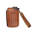 thumbnail image 1 of Leather Key Fob Cover for Toyota 4runner 2021 Tacoma 2020 Tundra Land Cruiser Keyless Entry Remote Smart Key Protector Case with Keychains, 1 of 9