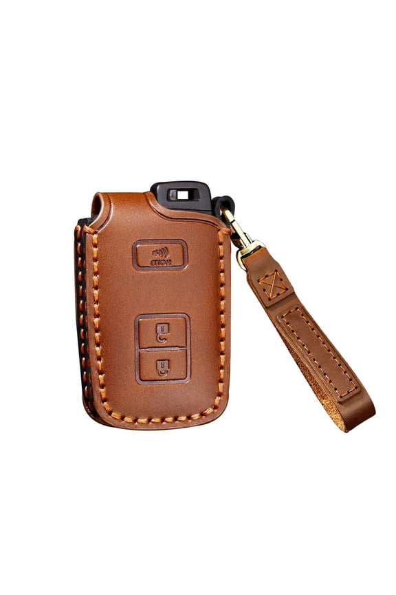 Leather Key Fob Cover for Toyota 4runner 2021 Tacoma 2020 Tundra Land Cruiser Keyless Entry Remote Smart Key Protector Case with Keychains