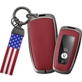 thumbnail image 1 of Leather Key Fob Cover with Keychain Metal Key Case Shell Full Protection Fit for Lincoln Nautilus Corsair Aviator Navigator Key Cover 2 3 4 5 Buttons, 1 of 7