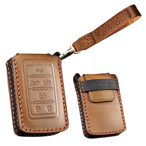 Leather Key Fob Holder Keychain Fit for Jeep Wagoneer Grand Wagoneer key case cover keyring Accessories 6 button Case Holder Protector Keychain