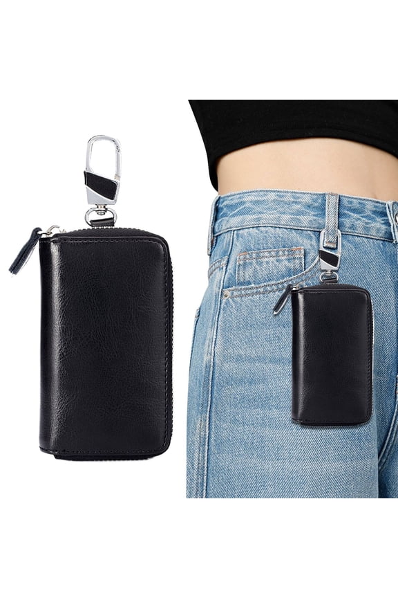 Leather Key Holder Bag, Large Leather Key Case Wallet with 12 Hooks & 1 Keychain/Ring, Key Case, Key Bag, Key Pouch, Key Organizer, Key Case Car Key Holder Wallet for Men Women