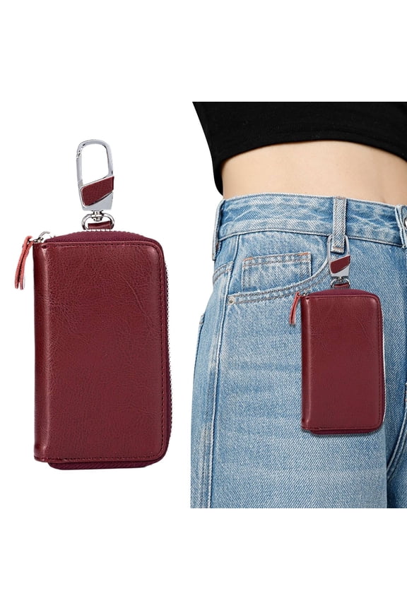 Leather Key Holder Bag, Large Leather Key Case Wallet with 12 Hooks & 1 Keychain/Ring, Key Case, Key Bag, Key Pouch, Key Organizer, Key Case Car Key Holder Wallet for Men Women