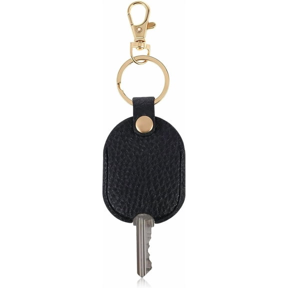 Leather Key Sleeve for Broken Key, Broken Car Key Loop Replacement Key Ring Holder Vintage Cover Stylish Key Cover Leather Key Covers Protector for Car Key Women Men, Black