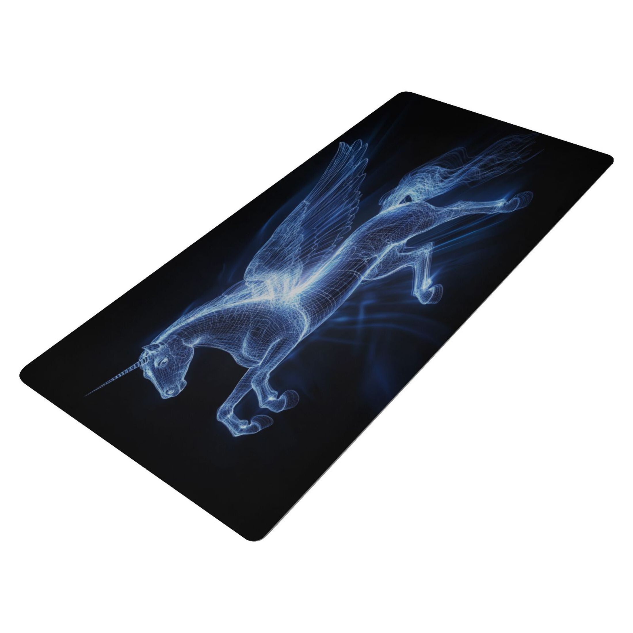Leather Keyboard and Mouse Desk Mat Office Desk Accessories Protective Office Desk Decor Desk Pad Mat for Gaming, Work from Home, Office Blue Light Effect Pegasus 16.5" x 35.4"