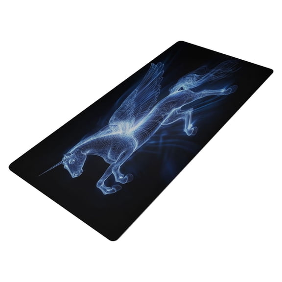 Leather Keyboard and Mouse Desk Mat Office Desk Accessories Protective Office Desk Decor Desk Pad Mat for Gaming, Work from Home, Office Blue Light Effect Pegasus 16.5" x 35.4"