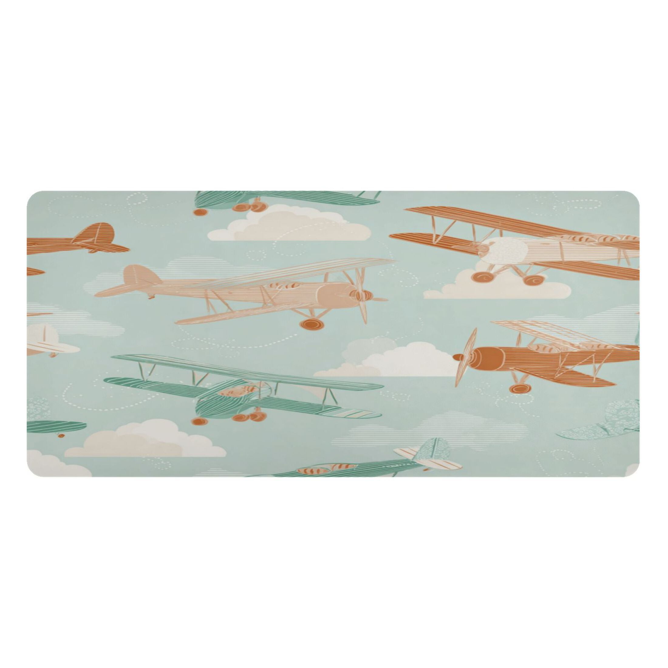 Leather Keyboard and Mouse Desk Mat Office Desk Accessories Protective Office Desk Decor Desk Pad Mat for Gaming, Work from Home, Office Cute Airplanes 23.6" x 47.2"