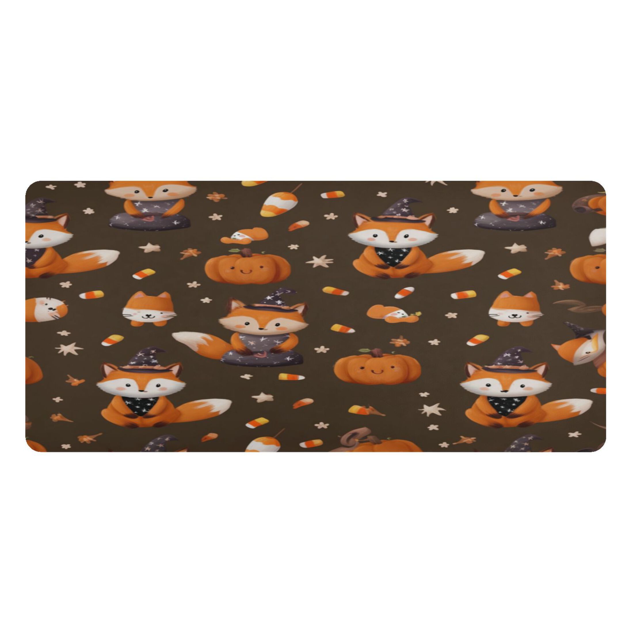 Leather Keyboard and Mouse Desk Mat Office Desk Accessories Protective Office Desk Decor Desk Pad Mat for Gaming, Work from Home, Office Cute Foxes in Cute Costumes 16.5" x 35.4"