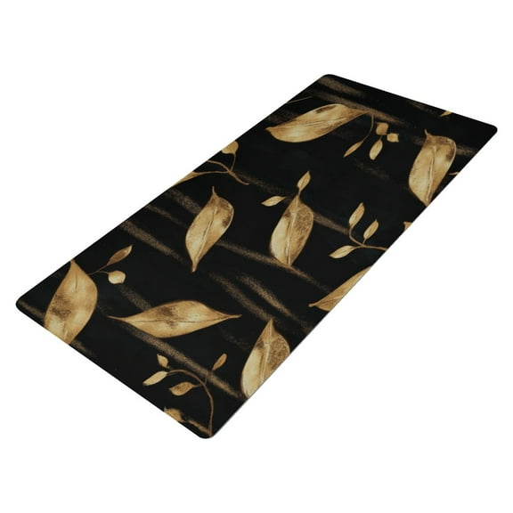 Leather Keyboard and Mouse Desk Mat Office Desk Accessories Protective Office Desk Decor Desk Pad Mat for Gaming, Work from Home, Office Delicate Gold Leaf Pattern 16.5" x 35.4"