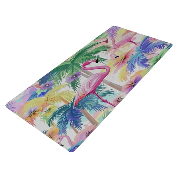 Leather Keyboard and Mouse Desk Mat Office Desk Accessories Protective Office Desk Decor Desk Pad Mat for Gaming, Work from Home, Office Flamingos and Palm Trees 16.5" x 35.4"