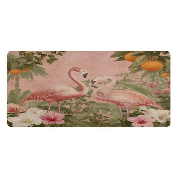 Leather Keyboard and Mouse Desk Mat Office Desk Accessories Protective Office Desk Decor Desk Pad Mat for Gaming, Work from Home, Office Flamingos in Tropical Garden 23.6" x 47.2"