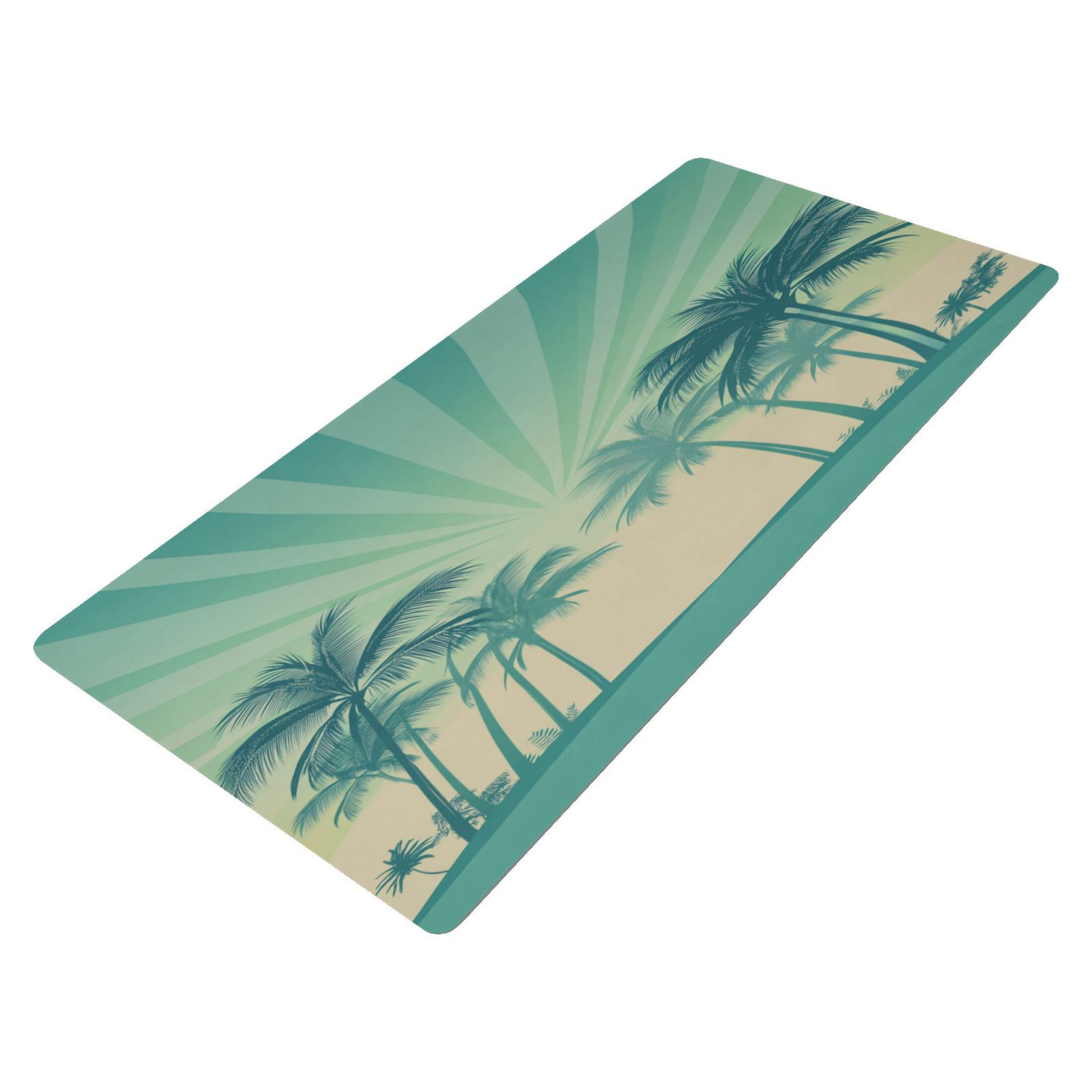 Leather Keyboard and Mouse Desk Mat Office Desk Accessories Protective Office Desk Decor Desk Pad Mat for Gaming, Work from Home, Office Green Palm Trees 23.6" x 47.2"