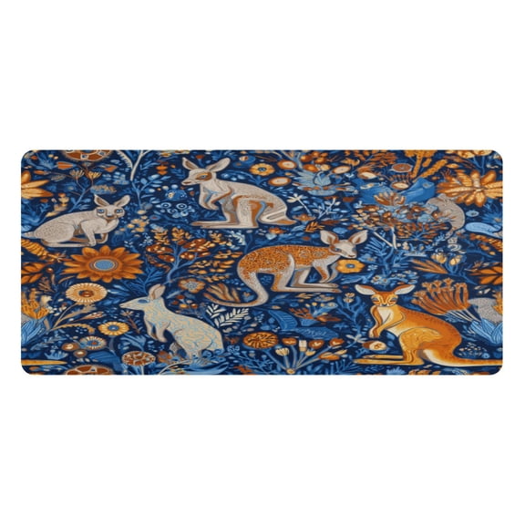 Leather Keyboard and Mouse Desk Mat Office Desk Accessories Protective Office Desk Decor Desk Pad Mat for Gaming, Work from Home, Office Kangaroos and Koalas Animals 16.5" x 35.4"