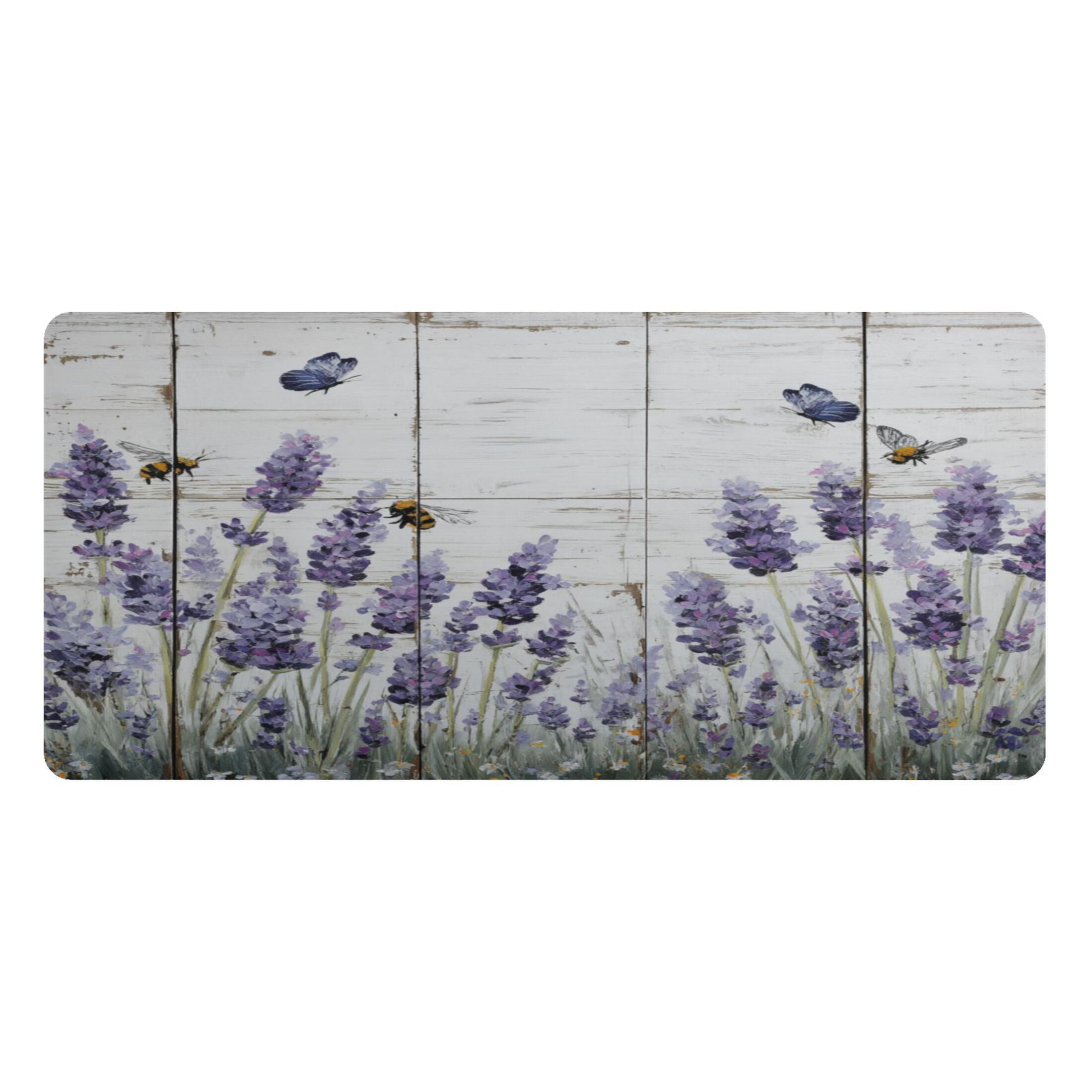 Leather Keyboard and Mouse Desk Mat Office Desk Accessories Protective Office Desk Decor Desk Pad Mat for Gaming, Work from Home, Office Lavender and Bees 16.5" x 35.4"