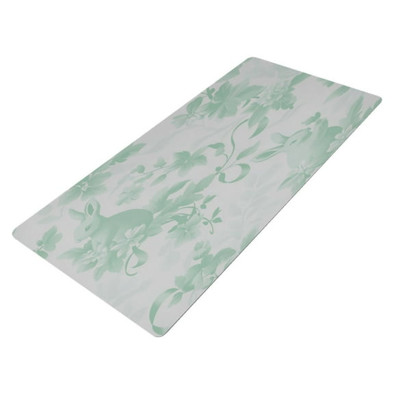 Leather Keyboard and Mouse Desk Mat Office Desk Accessories Protective Office Desk Decor Desk Pad Mat for Gaming, Work from Home, Office Mint Green Rabbits 16.5" x 35.4"