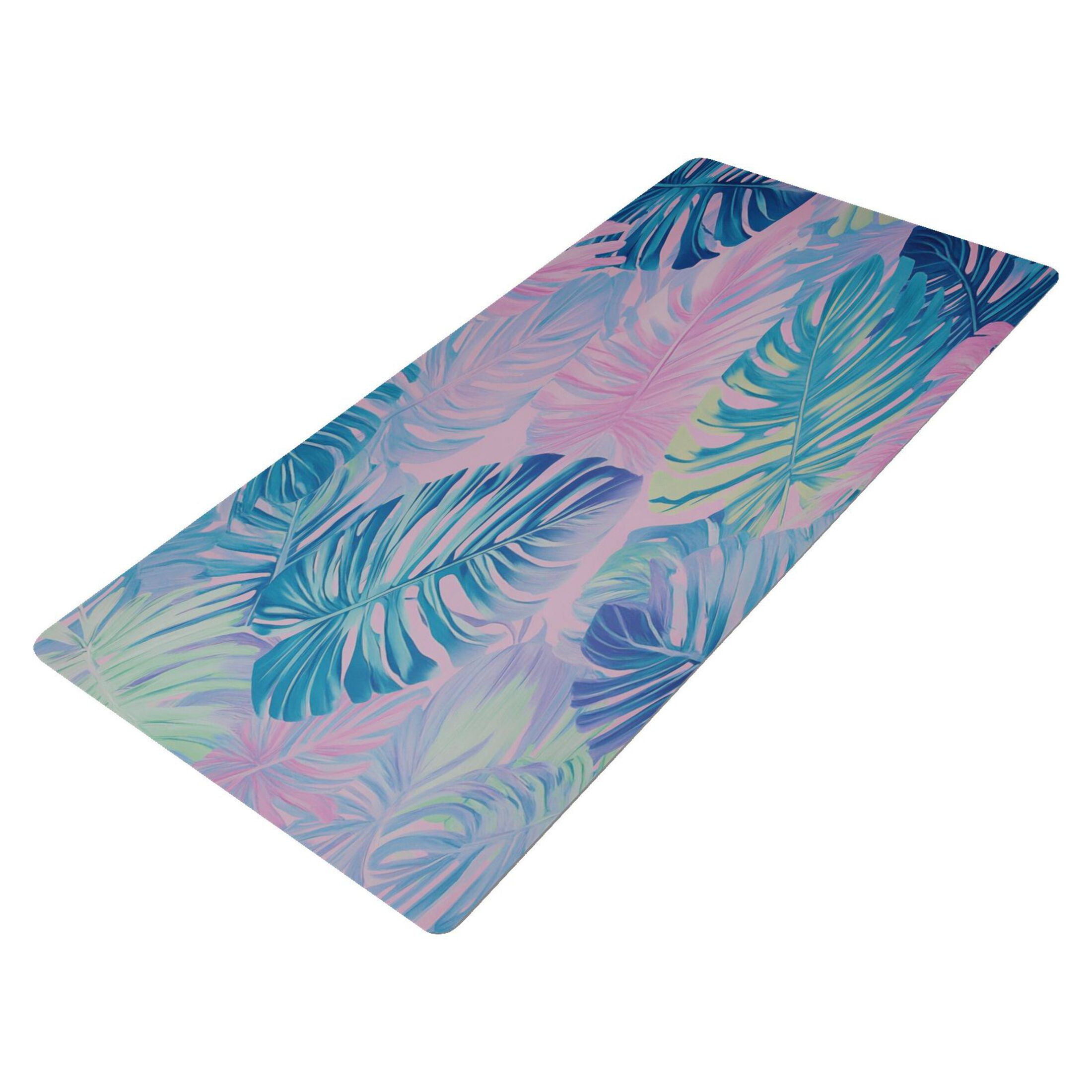 Leather Keyboard and Mouse Desk Mat Office Desk Accessories Protective Office Desk Decor Desk Pad Mat for Gaming, Work from Home, Office Pastel Pink Palm Leaves 23.6" x 47.2"