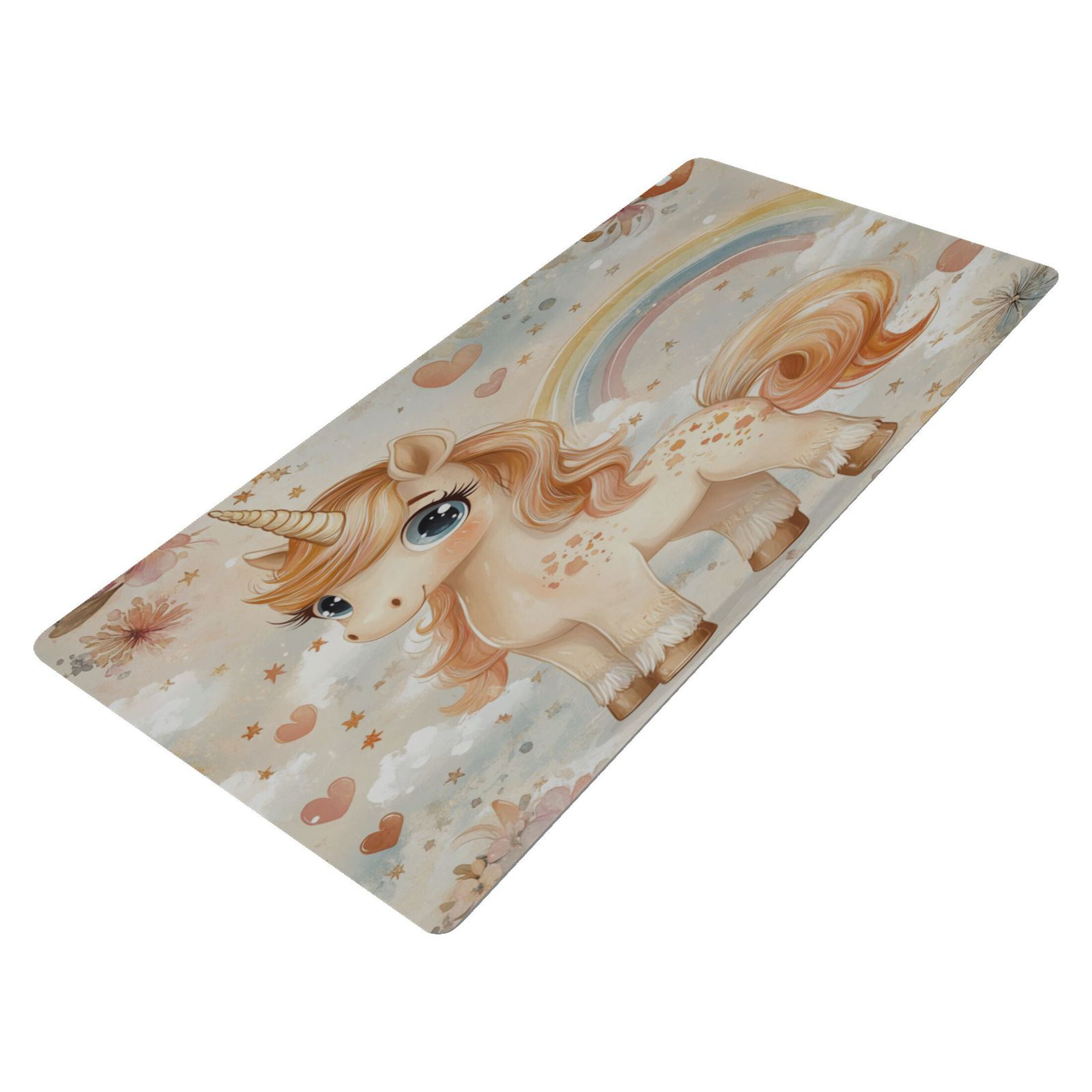 Leather Keyboard and Mouse Desk Mat Office Desk Accessories Protective Office Desk Decor Desk Pad Mat for Gaming, Work from Home, Office Pastel-colored Unicorn 16.5" x 35.4"