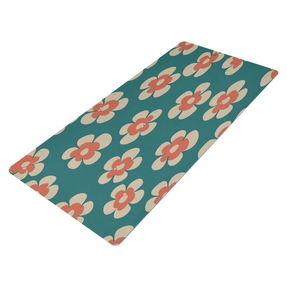 Leather Keyboard and Mouse Desk Mat Office Desk Accessories Protective Office Desk Decor Desk Pad Mat for Gaming, Work from Home, Office Peach Color Flowers 23.6" x 47.2"