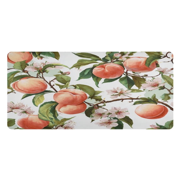 Leather Keyboard and Mouse Desk Mat Office Desk Accessories Protective Office Desk Decor Desk Pad Mat for Gaming, Work from Home, Office Peach Fruit Pattern 23.6" x 47.2"