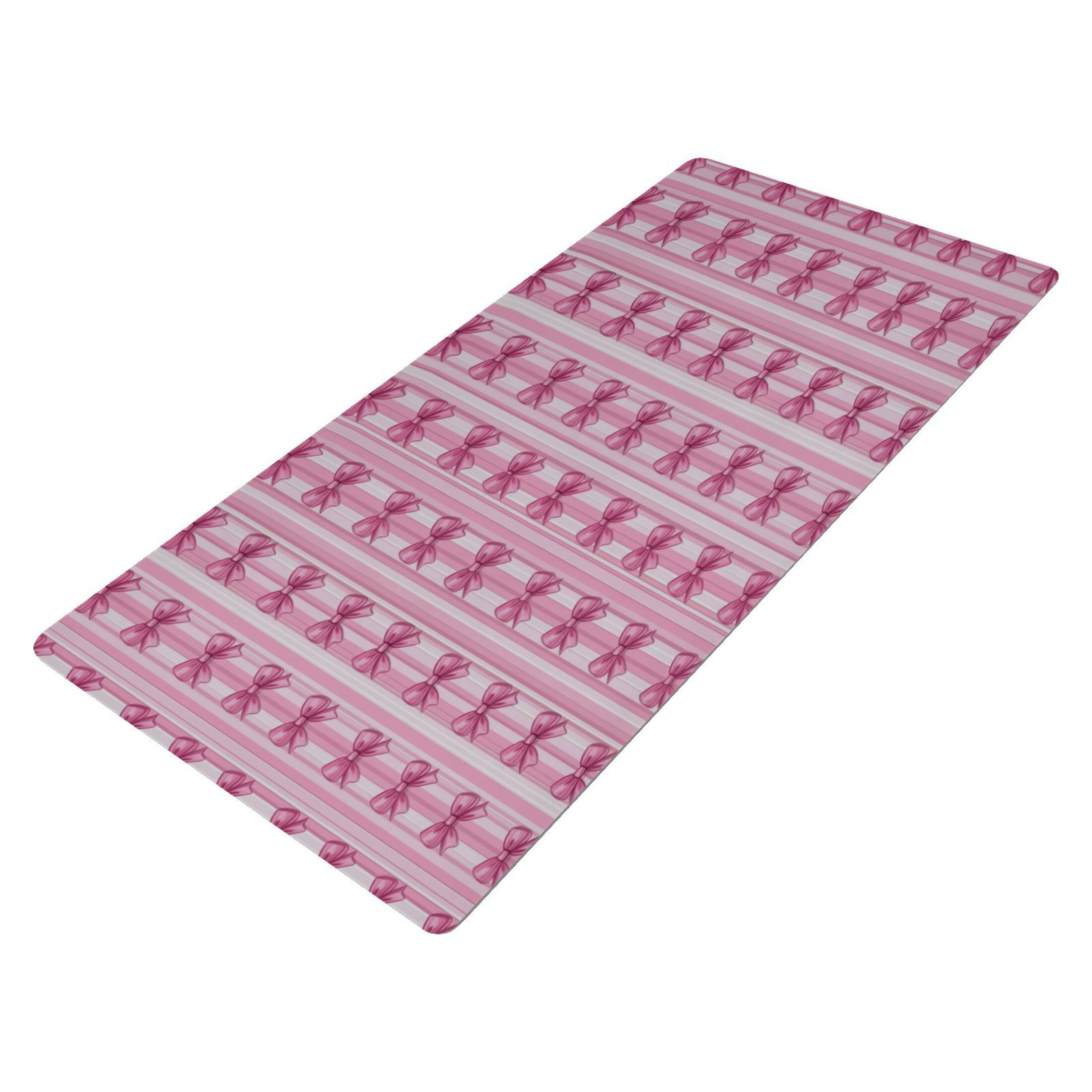 Leather Keyboard and Mouse Desk Mat Office Desk Accessories Protective Office Desk Decor Desk Pad Mat for Gaming, Work from Home, Office Pink Bows 23.6" x 47.2"