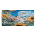 thumbnail image 1 of Leather Keyboard and Mouse Desk Mat Office Desk Accessories Protective Office Desk Decor Desk Pad Mat for Gaming, Work from Home, Office Playful Cat Lying Sunflowers 23.6" x 47.2", 1 of 9