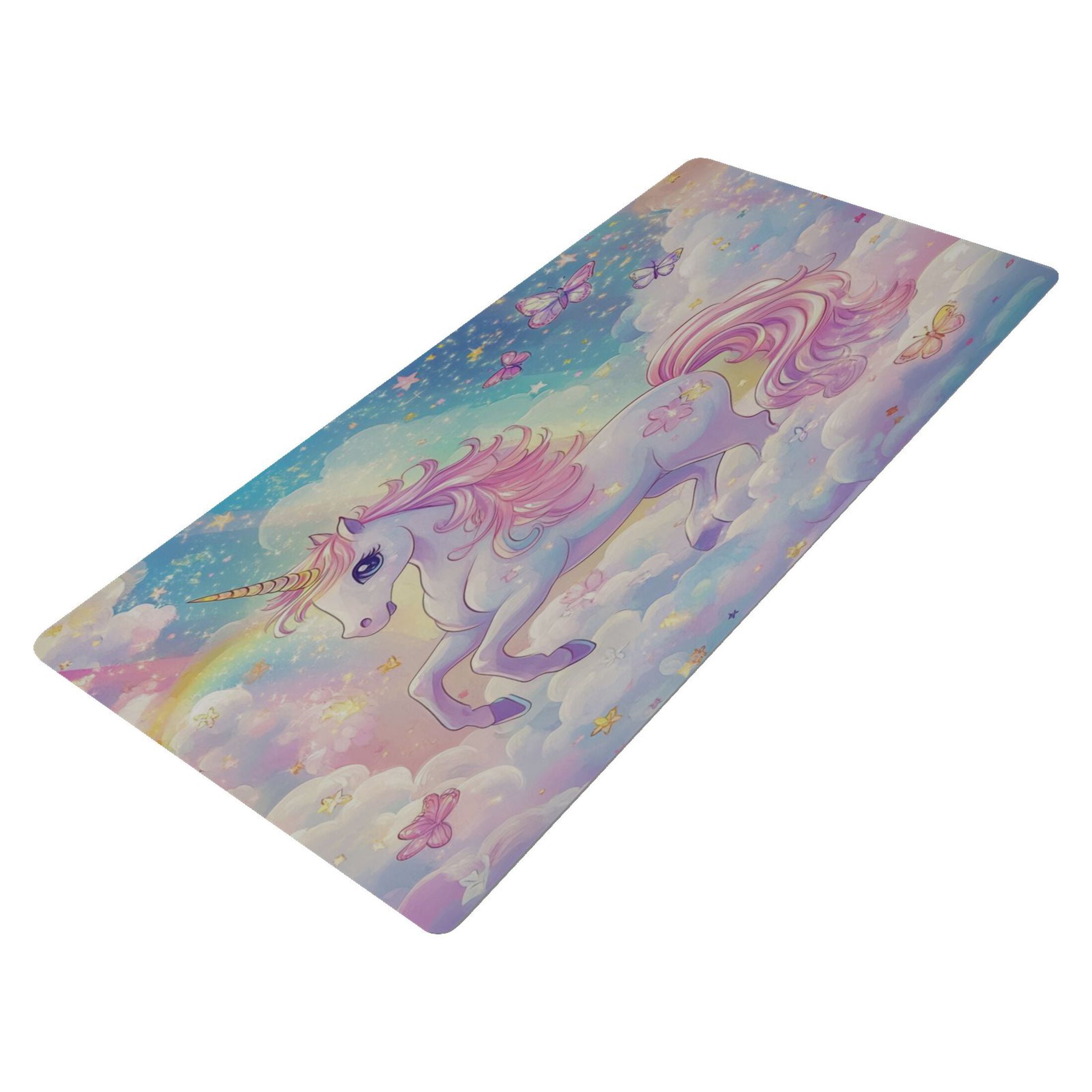 Leather Keyboard and Mouse Desk Mat Office Desk Accessories Protective Office Desk Decor Desk Pad Mat for Gaming, Work from Home, Office Rainbow Colors Unicorn 16.5" x 35.4"
