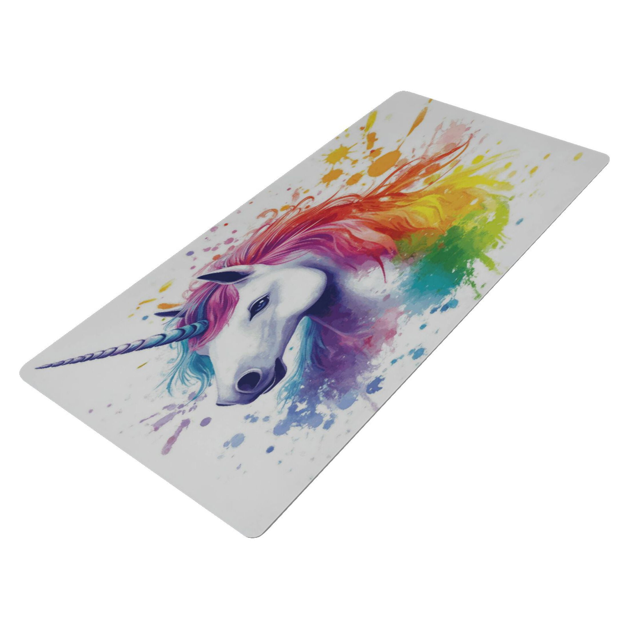Leather Keyboard and Mouse Desk Mat Office Desk Accessories Protective Office Desk Decor Desk Pad Mat for Gaming, Work from Home, Office Rainbow-colored Unicorn 16.5" x 35.4"