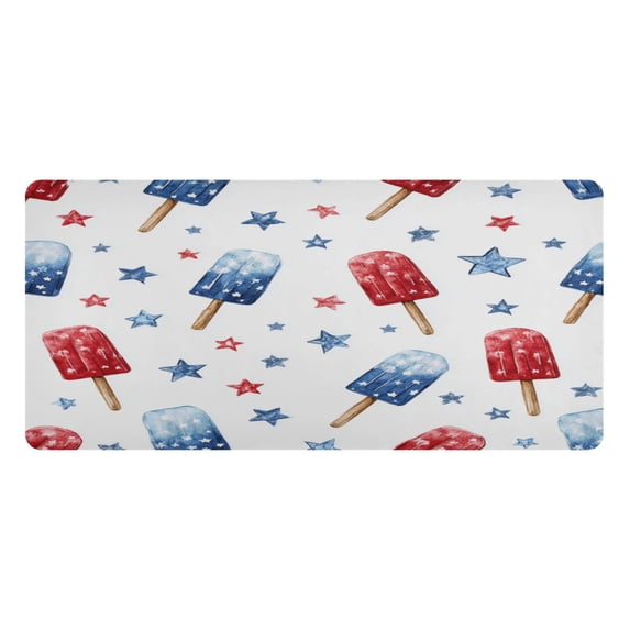 Leather Keyboard and Mouse Desk Mat Office Desk Accessories Protective Office Desk Decor Desk Pad Mat for Gaming, Work from Home, Office Red and Blue Popsicle 23.6" x 47.2"