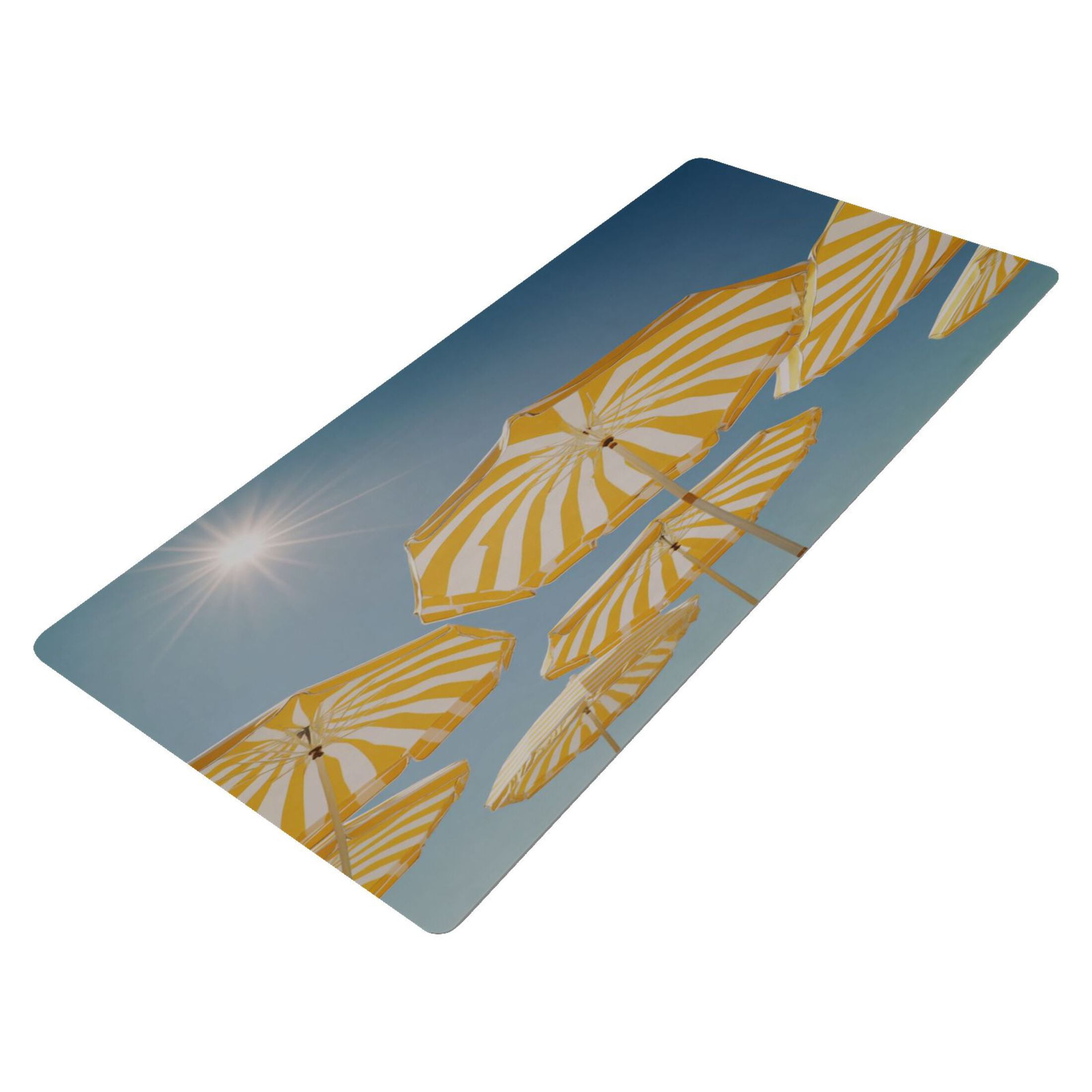 Leather Keyboard and Mouse Desk Mat Office Desk Accessories Protective Office Desk Decor Desk Pad Mat for Gaming, Work from Home, Office Striped Beach Umbrellas Pattern 16.5" x 35.4"