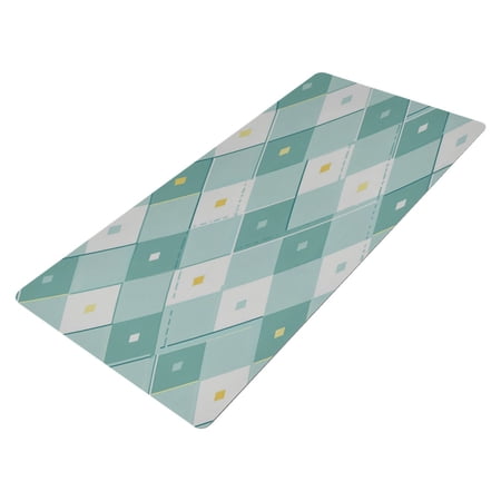 Leather Keyboard and Mouse Desk Mat Office Desk Accessories Protective Office Desk Decor Desk Pad Mat for Gaming, Work from Home, Office Teal Argyle Pattern 16.5" x 35.4"