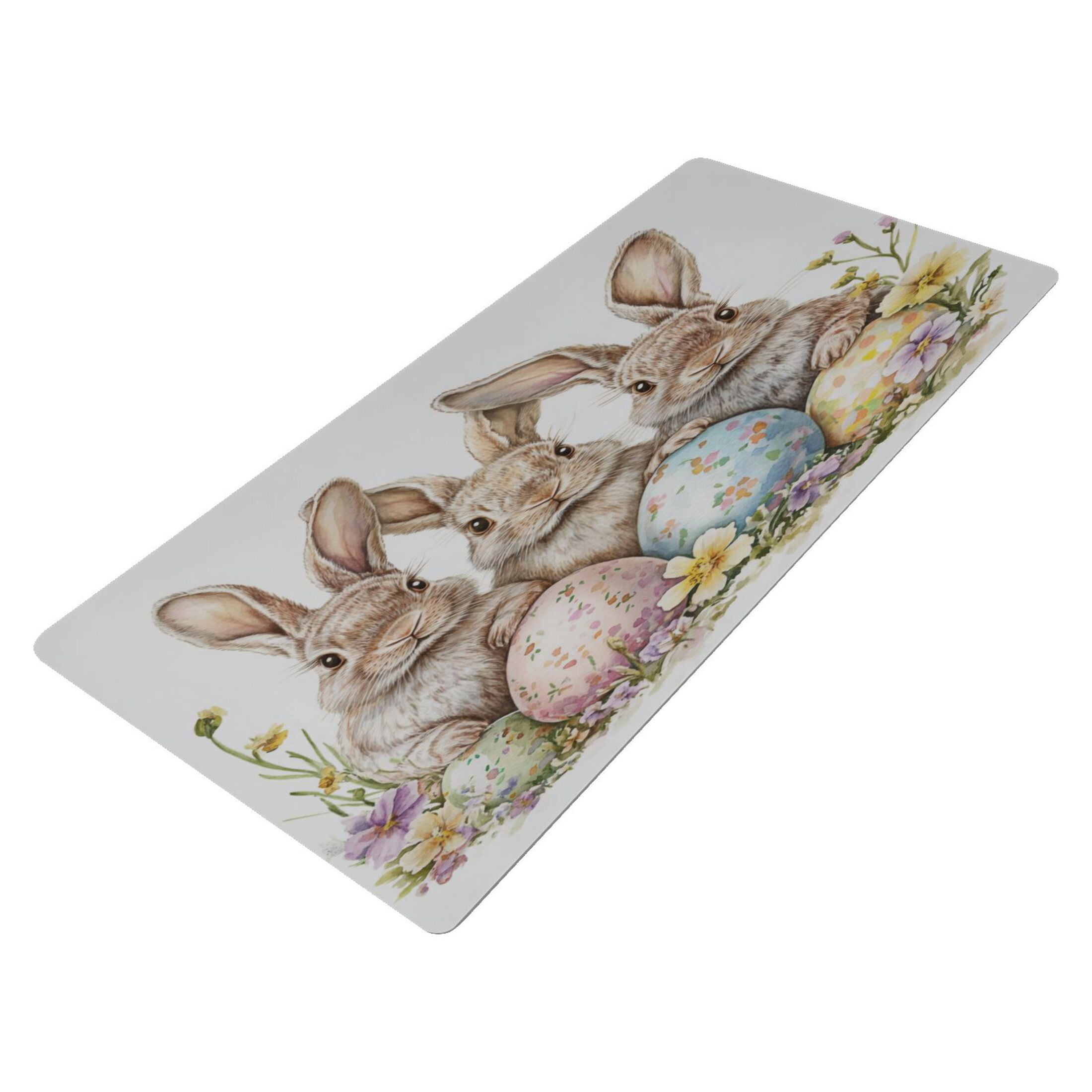 Leather Keyboard and Mouse Desk Mat Office Desk Accessories Protective Office Desk Decor Desk Pad Mat for Gaming, Work from Home, Office Three Cute Bunnies 16.5" x 35.4"