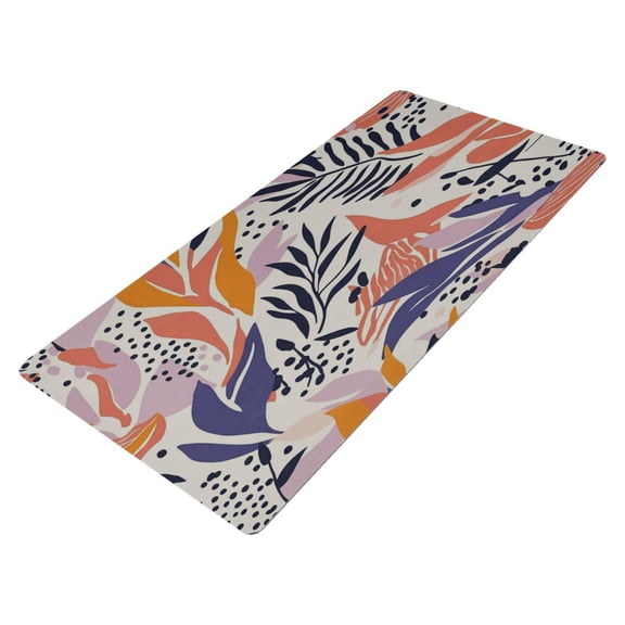 Leather Keyboard and Mouse Desk Mat Office Desk Accessories Protective Office Desk Decor Desk Pad Mat for Gaming, Work from Home, Office Tropical Leaves and Dots 23.6" x 47.2"