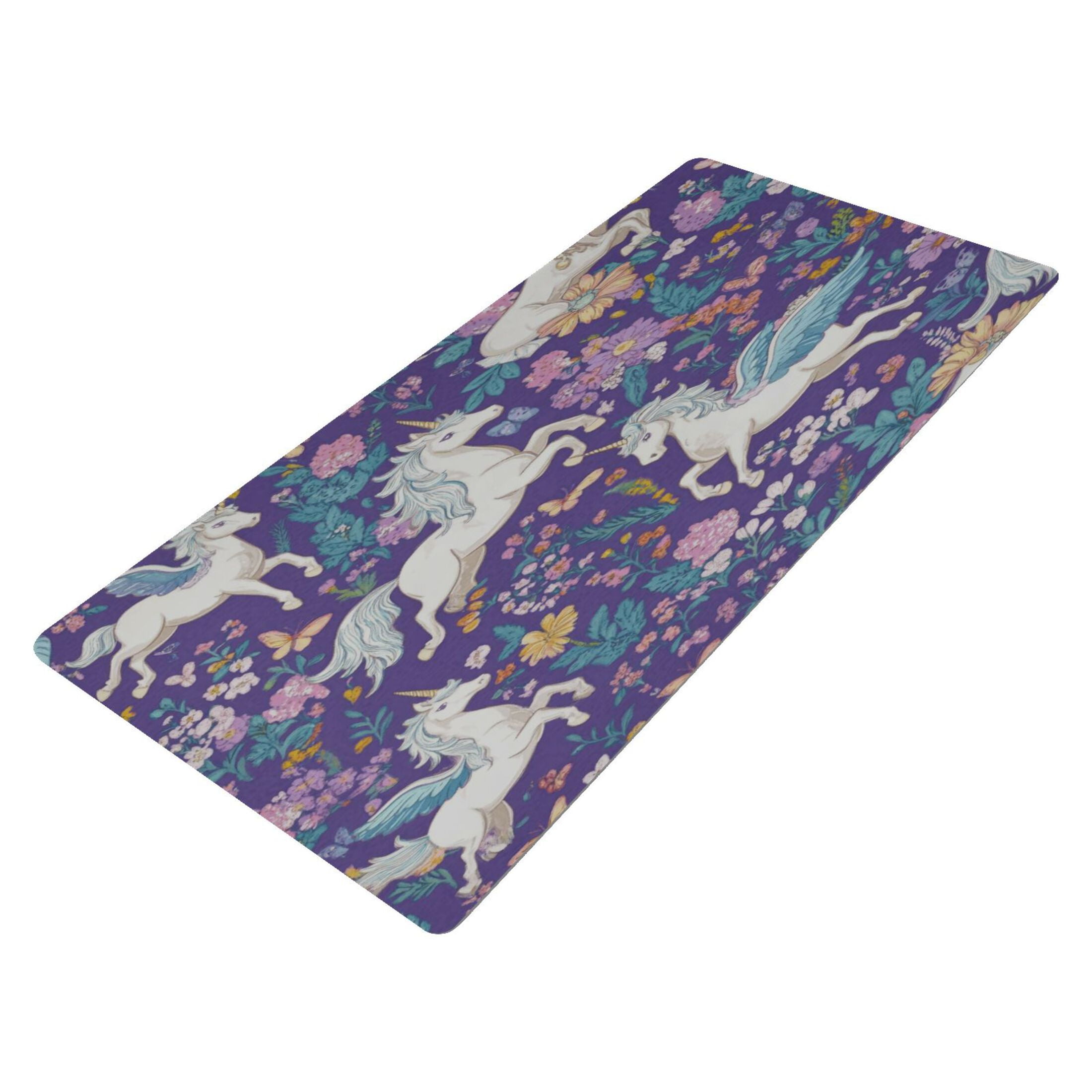 Leather Keyboard and Mouse Desk Mat Office Desk Accessories Protective Office Desk Decor Desk Pad Mat for Gaming, Work from Home, Office Unicorns and Pegasi Pattern 16.5" x 35.4"