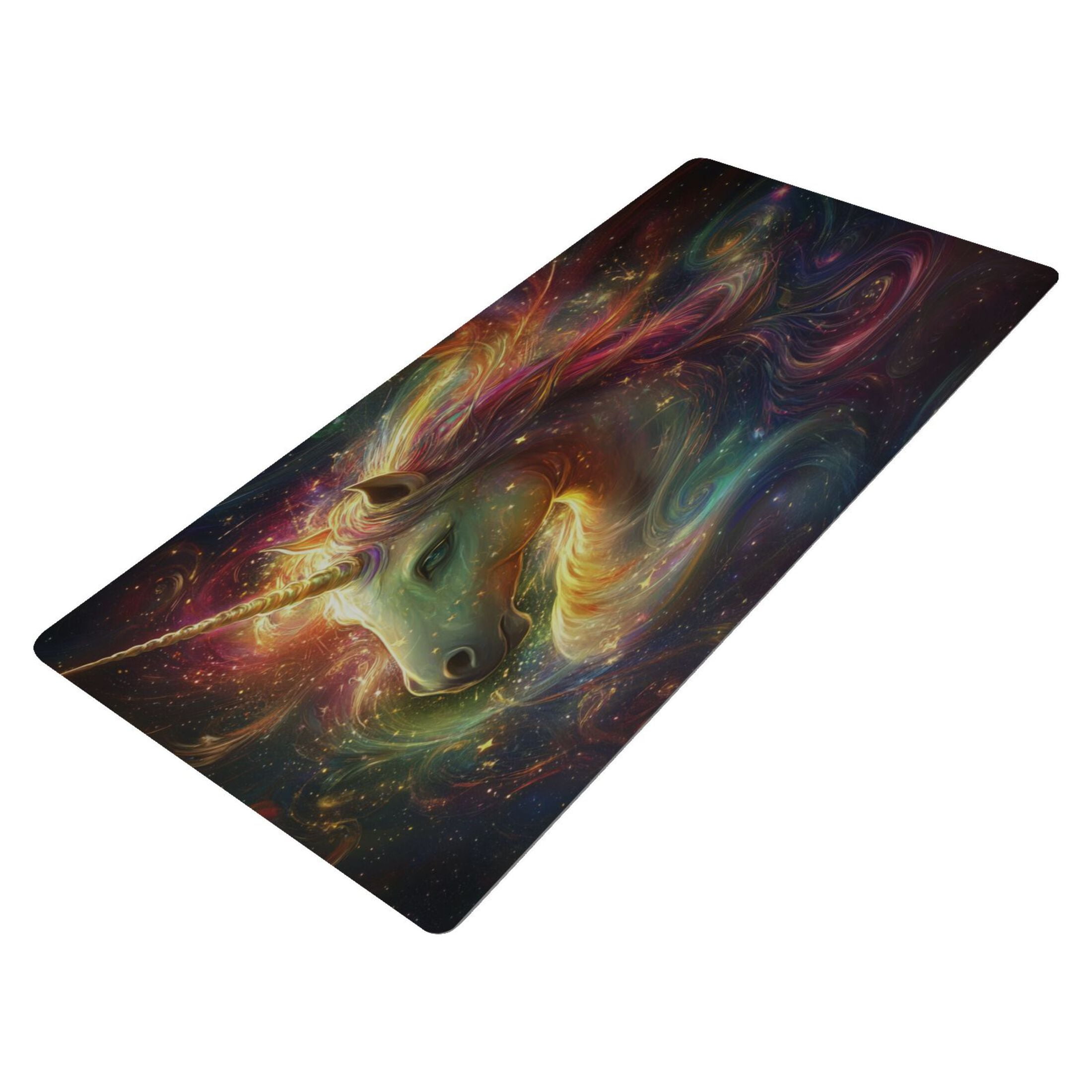 Leather Keyboard and Mouse Desk Mat Office Desk Accessories Protective Office Desk Decor Desk Pad Mat for Gaming, Work from Home, Office Vibrant Colors Unicorn 16.5" x 35.4"