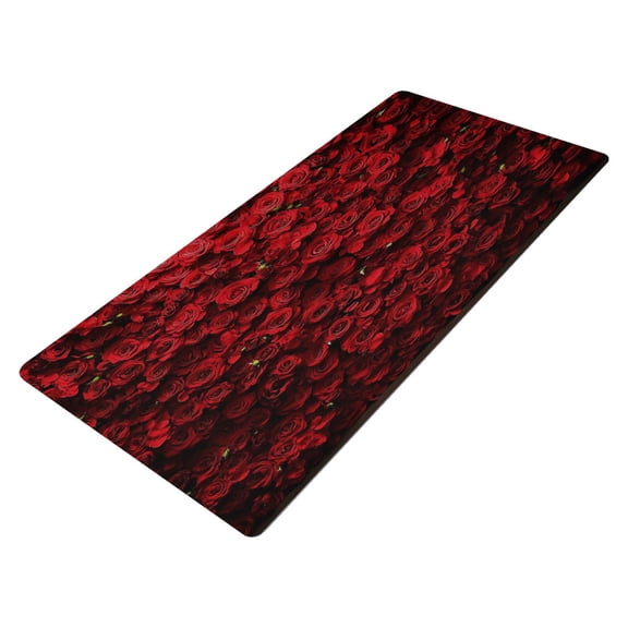 Leather Keyboard and Mouse Desk Mat Office Desk Accessories Protective Office Desk Decor Desk Pad Mat for Gaming, Work from Home, Office Wall Of Red Roses 16.5" x 35.4"