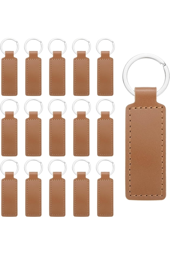 Leather Keychain Blanks Bulk Rectangle Laser Engraving Kit Brown -